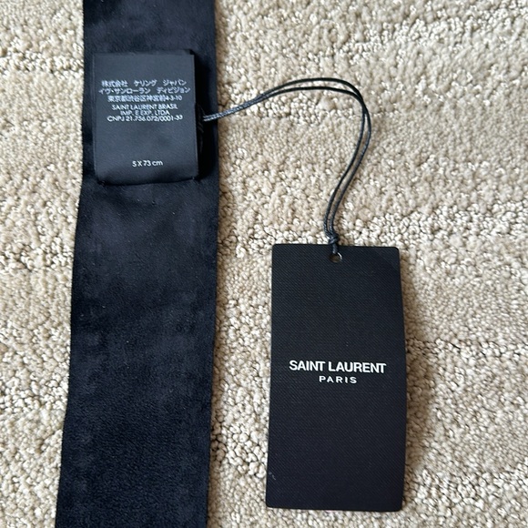 NWT Saint Laurent YSL Black Suede Scarf Choker Metallic Stars & Silver Studs - Picture 14 of 16